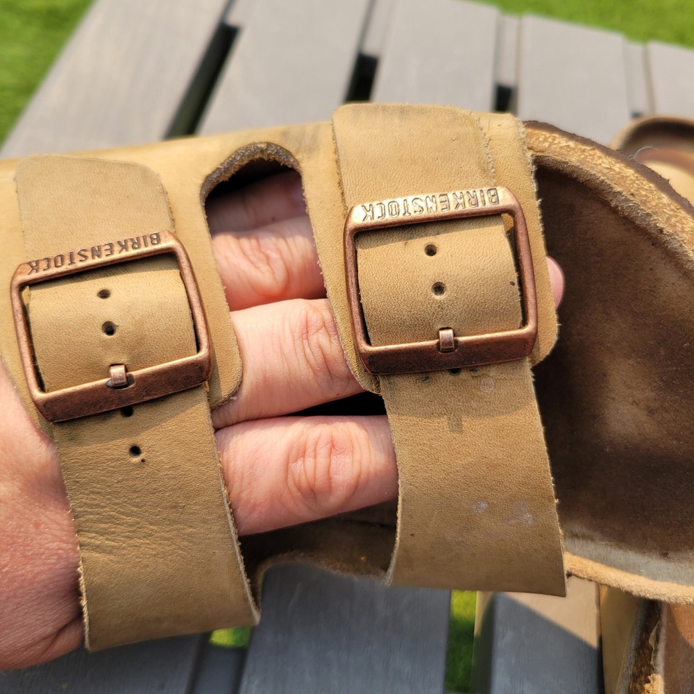 Birkenstock Arizona Two Strap Sandals Tan Brown Nubuck Suede Size M 9 W 11 EU 42 - Picture 8 of 11
